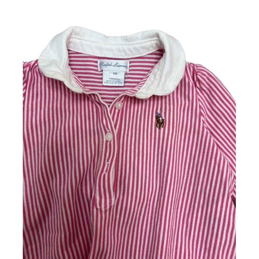 Ralph Lauren Baby Striped‎ Knit Dress w/ Bloomers Girls Size 12m Pink - Picture 3 of 3